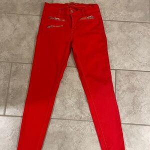 J BRAND Skinny Jeans Lipstick Red Triple Zipper Zoey Size 27